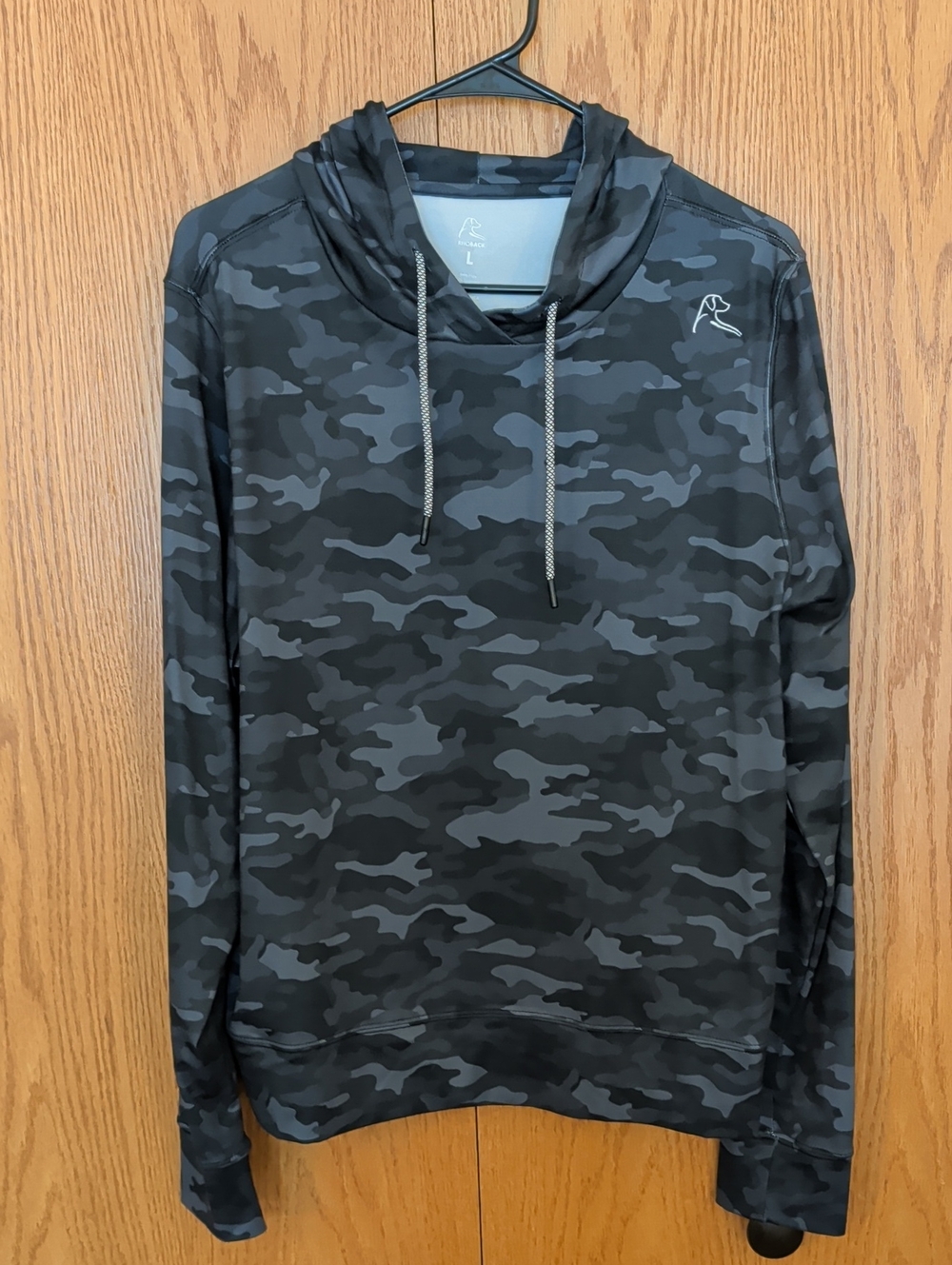 Rhoback Men's Black & Gray Camo Hooded Performance Shirt